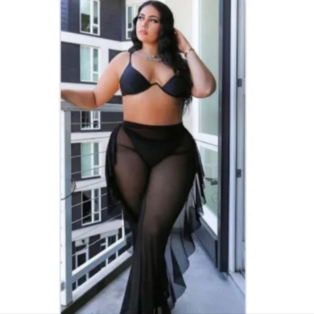 Fashion Nova leopard mesh cover-up pants - Picture 1 of 8